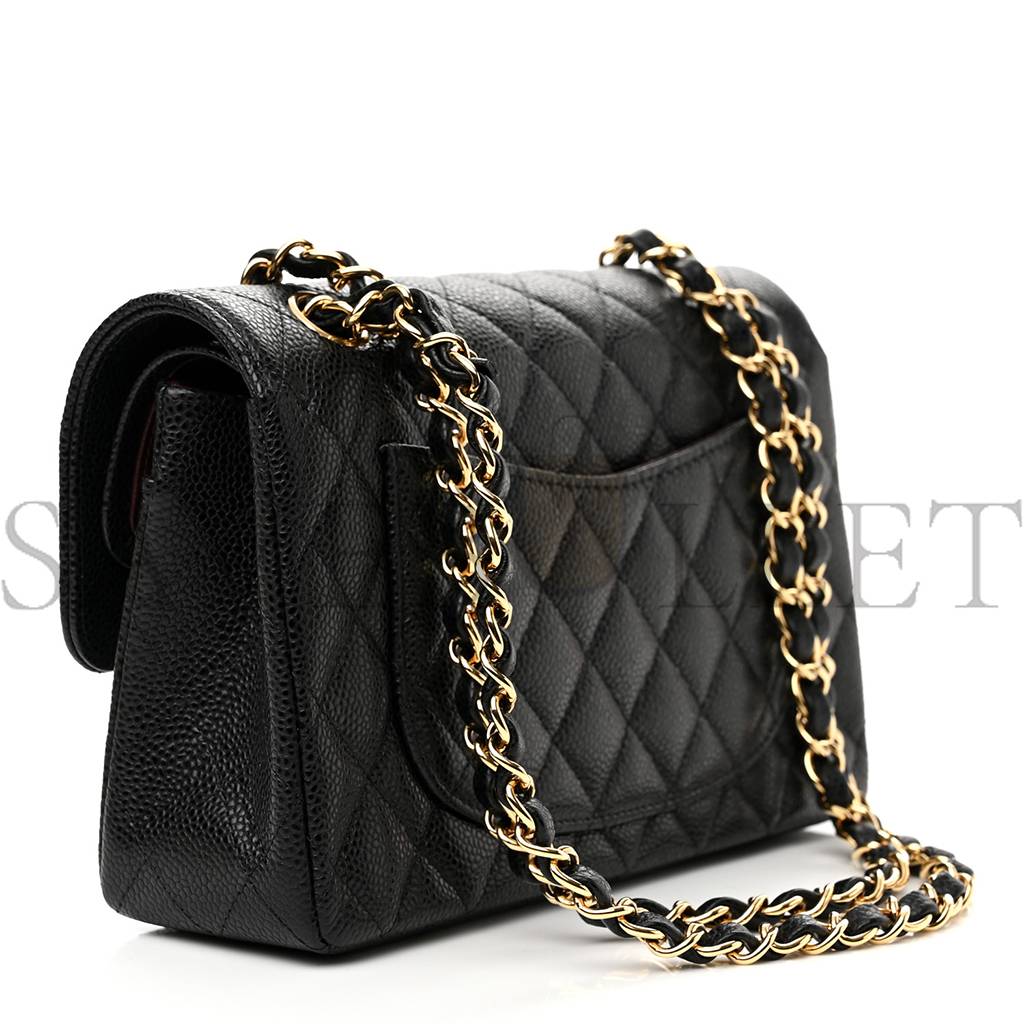 CHANEL CAVIAR QUILTED SMALL DOUBLE FLAP BLACK GOLD HARDWARE (23*14*6cm) CHANEL CAVIAR QUILTED SMALL DOUBLE FLAP BLACK GOLD HARDWARE (23*14*6cm)