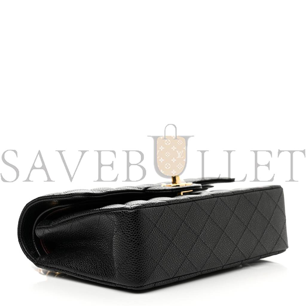 CHANEL CAVIAR QUILTED SMALL DOUBLE FLAP BLACK GOLD HARDWARE (23*14*6cm) CHANEL CAVIAR QUILTED SMALL DOUBLE FLAP BLACK GOLD HARDWARE (23*14*6cm)