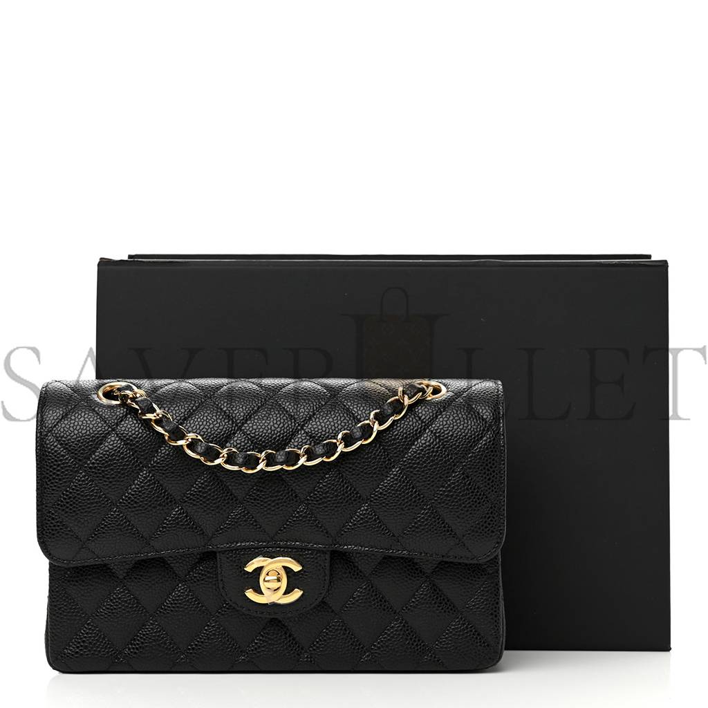 CHANEL CAVIAR QUILTED SMALL DOUBLE FLAP BLACK GOLD HARDWARE (23*14*6cm) CHANEL CAVIAR QUILTED SMALL DOUBLE FLAP BLACK GOLD HARDWARE (23*14*6cm)