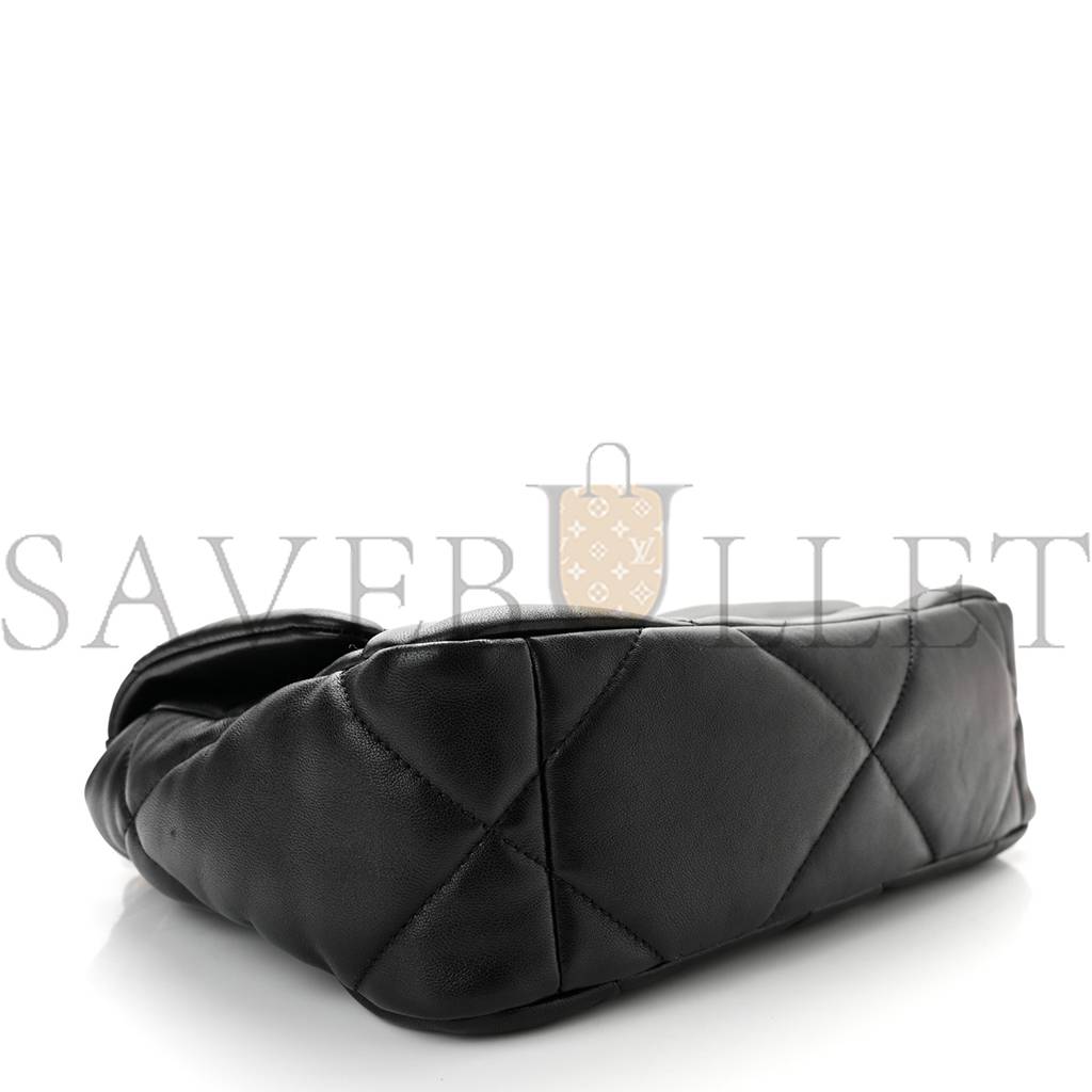 CHANEL LAMBSKIN QUILTED MEDIUM CHANEL 19 FLAP BLACK GOLD HARDWARE (26*17*8cm) CHANEL LAMBSKIN QUILTED MEDIUM CHANEL 19 FLAP BLACK GOLD HARDWARE (26*17*8cm)