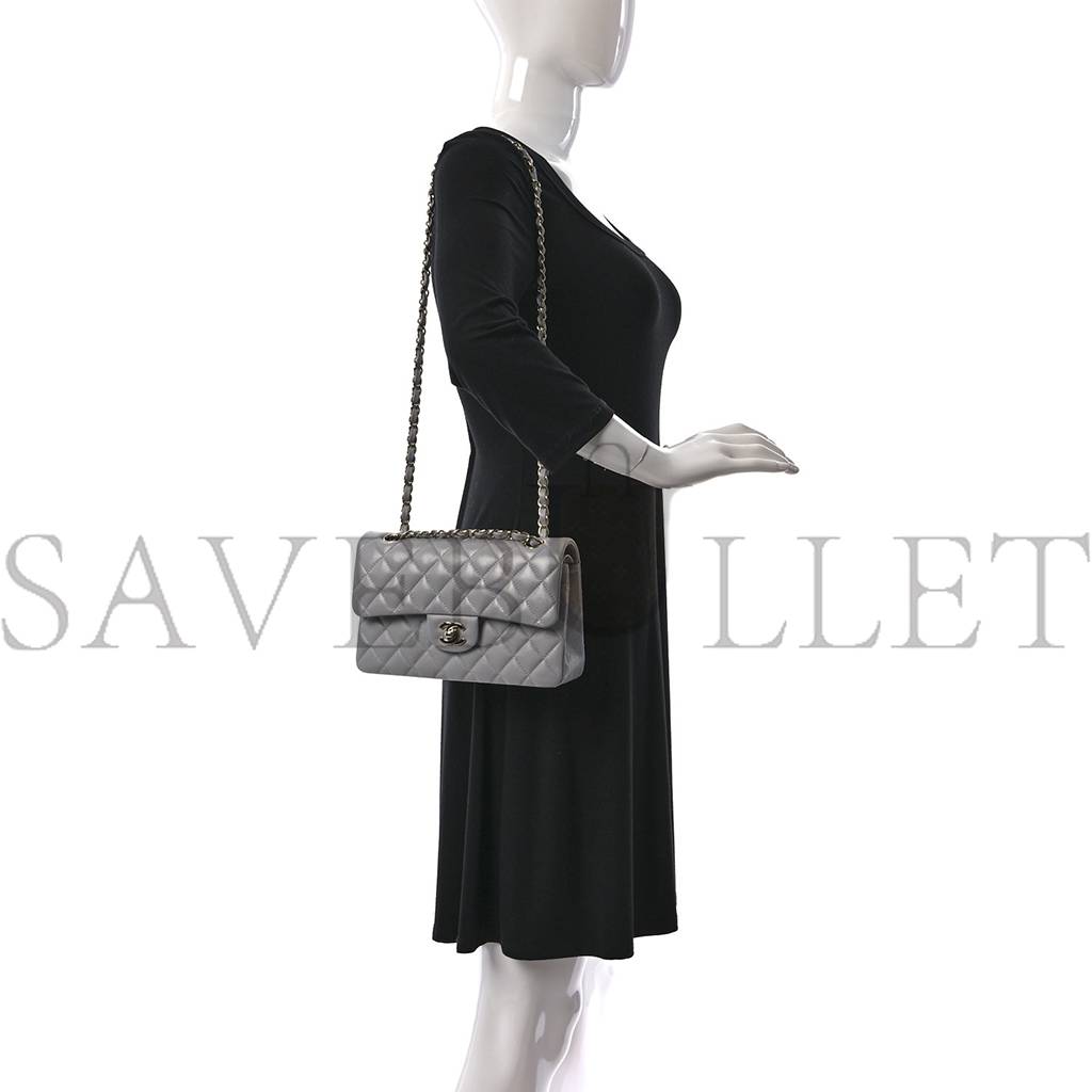 CHANEL CAVIAR QUILTED SMALL DOUBLE FLAP GREY ROSE GOLD HARDWARE (22*14*7cm) CHANEL CAVIAR QUILTED SMALL DOUBLE FLAP GREY ROSE GOLD HARDWARE (22*14*7cm)