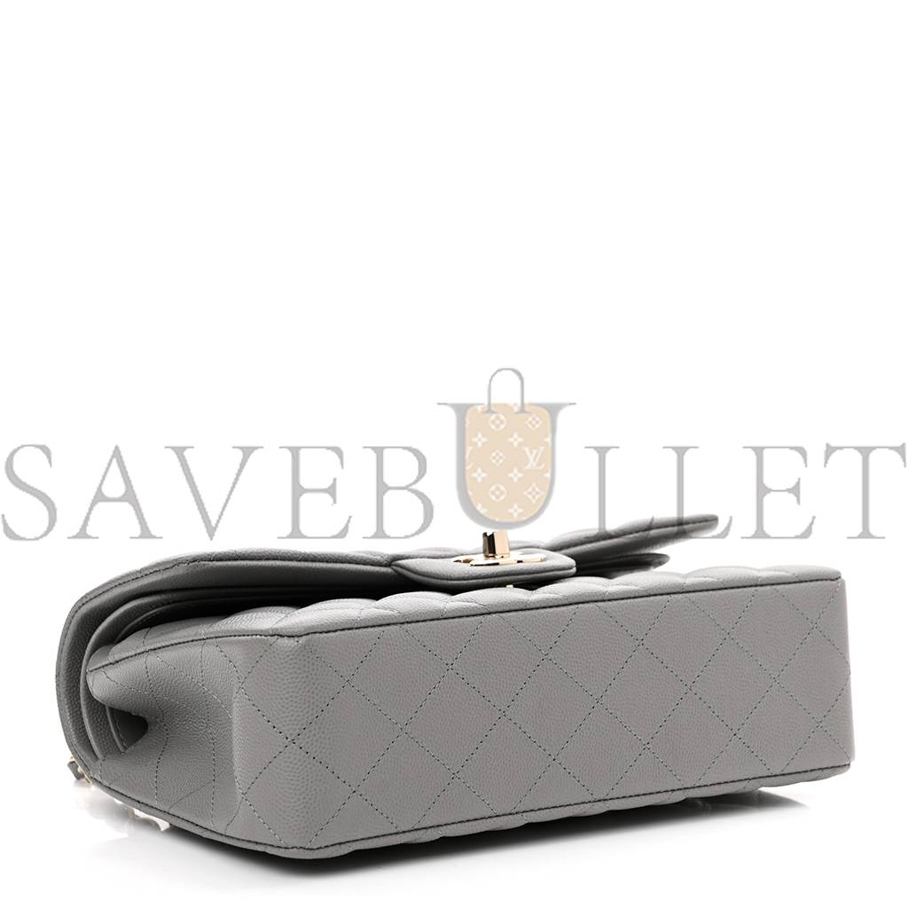 CHANEL CAVIAR QUILTED SMALL DOUBLE FLAP GREY ROSE GOLD HARDWARE (22*14*7cm) CHANEL CAVIAR QUILTED SMALL DOUBLE FLAP GREY ROSE GOLD HARDWARE (22*14*7cm)