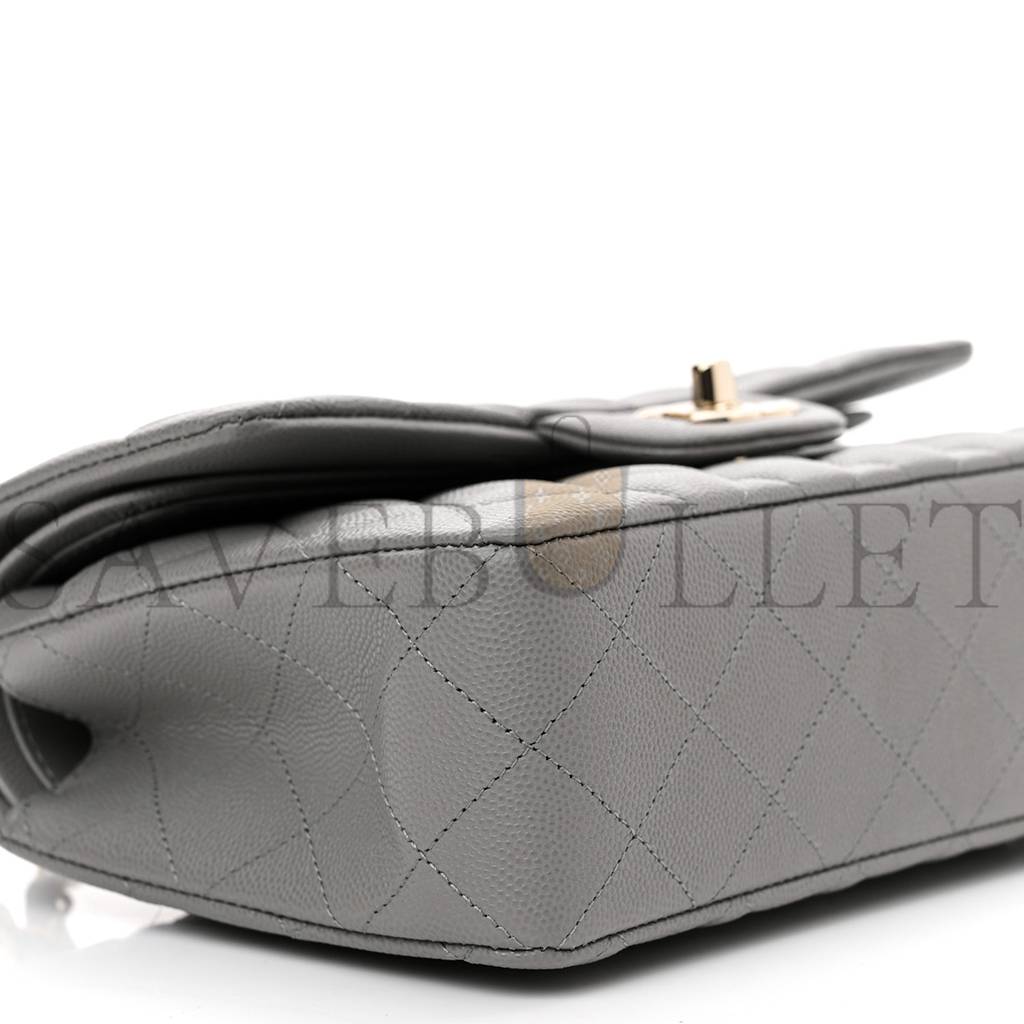 CHANEL CAVIAR QUILTED SMALL DOUBLE FLAP GREY ROSE GOLD HARDWARE (22*14*7cm) CHANEL CAVIAR QUILTED SMALL DOUBLE FLAP GREY ROSE GOLD HARDWARE (22*14*7cm)
