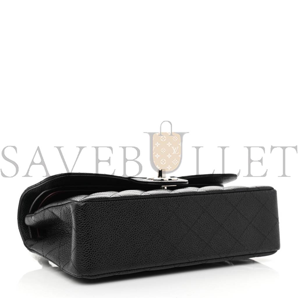 CHANEL CAVIAR QUILTED SMALL DOUBLE FLAP BLACK SILVER HARDWARE (23*14*6cm) CHANEL CAVIAR QUILTED SMALL DOUBLE FLAP BLACK SILVER HARDWARE (23*14*6cm)