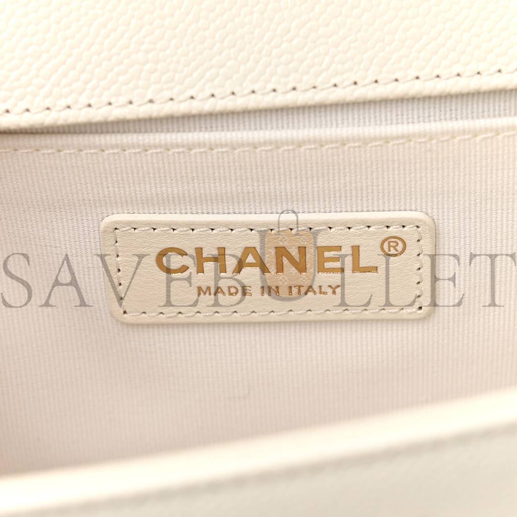 CHANEL CAVIAR QUILTED MEDIUM BOY FLAP WHITE ROSE GOLD HARDWARE (25*15*10cm) CHANEL CAVIAR QUILTED MEDIUM BOY FLAP WHITE ROSE GOLD HARDWARE (25*15*10cm)