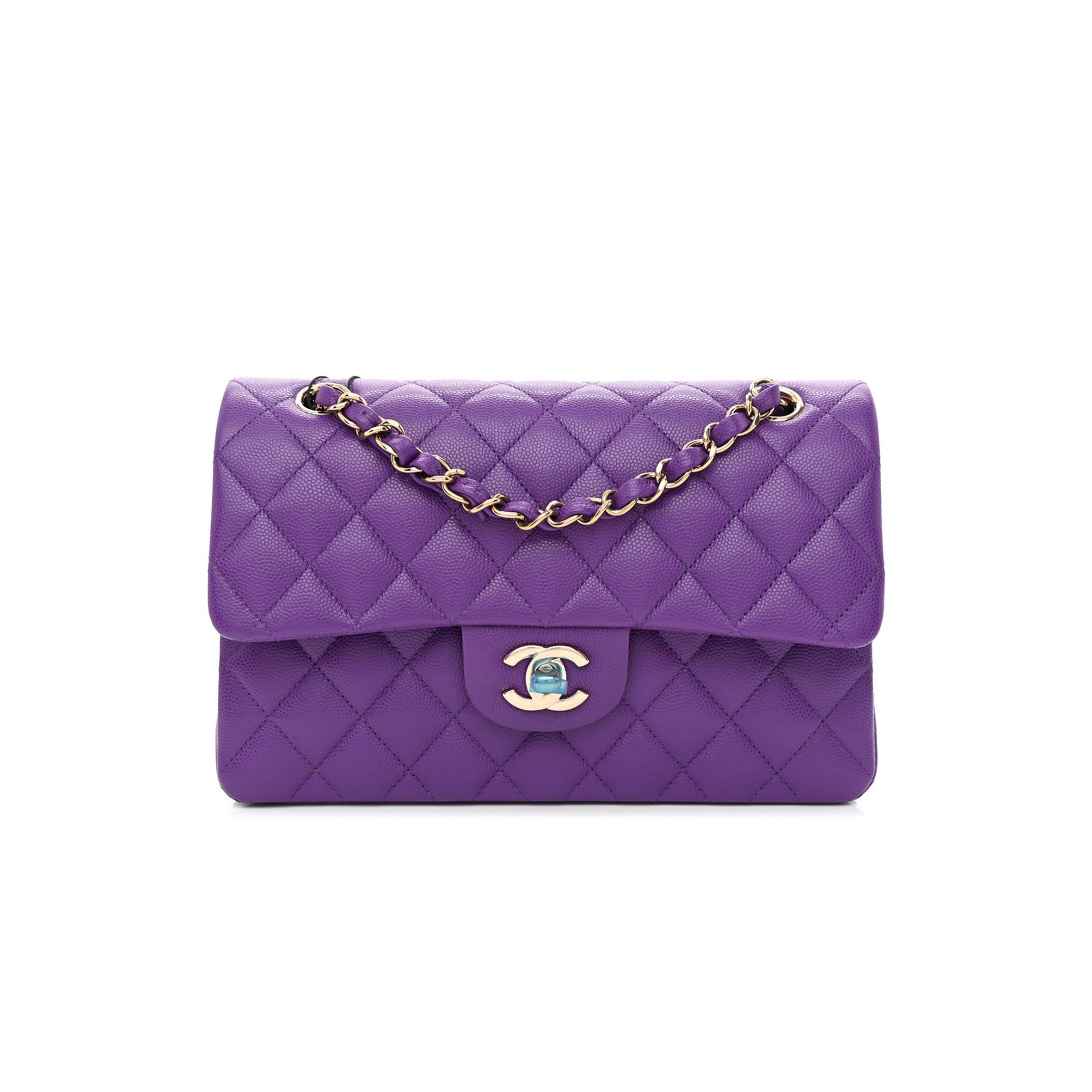 CHANEL CAVIAR QUILTED SMALL DOUBLE FLAP DARK PURPLE ROSE GOLD HARDWARE (23*14*6cm) CHANEL CAVIAR QUILTED SMALL DOUBLE FLAP DARK PURPLE ROSE GOLD HARDWARE (23*14*6cm)