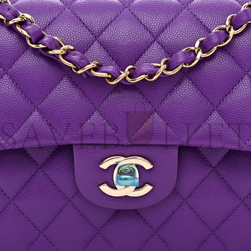 CHANEL CAVIAR QUILTED SMALL DOUBLE FLAP DARK PURPLE ROSE GOLD HARDWARE (23*14*6cm) CHANEL CAVIAR QUILTED SMALL DOUBLE FLAP DARK PURPLE ROSE GOLD HARDWARE (23*14*6cm)