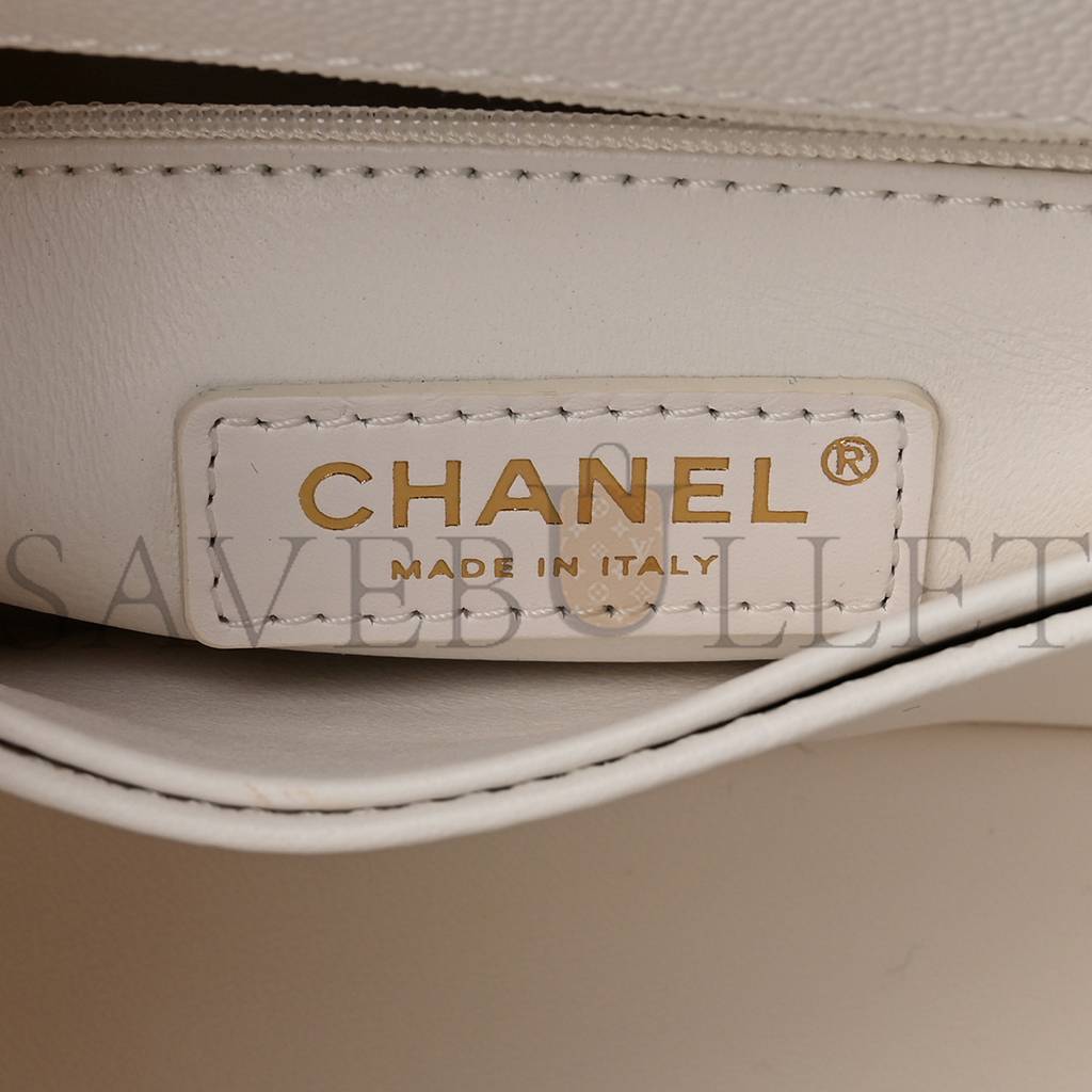 CHANEL CAVIAR QUILTED MINI COCO HANDLE FLAP WHITE GOLD HARDWARE (23*15*9cm) CHANEL CAVIAR QUILTED MINI COCO HANDLE FLAP WHITE GOLD HARDWARE (23*15*9cm)