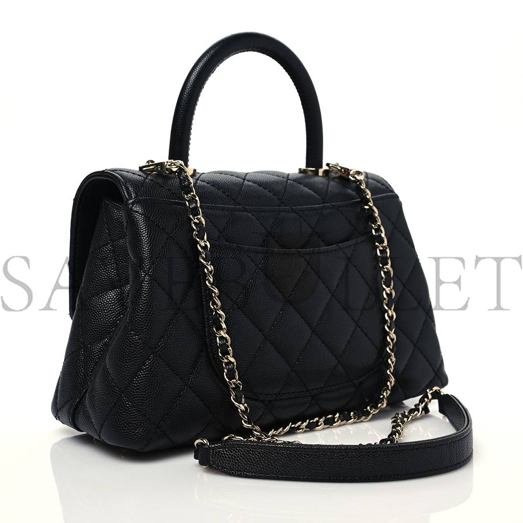 CHANEL CAVIAR QUILTED MINI COCO HANDLE FLAP BLACK GOLD HARDWARE (23*14*10cm) CHANEL CAVIAR QUILTED MINI COCO HANDLE FLAP BLACK GOLD HARDWARE (23*14*10cm)