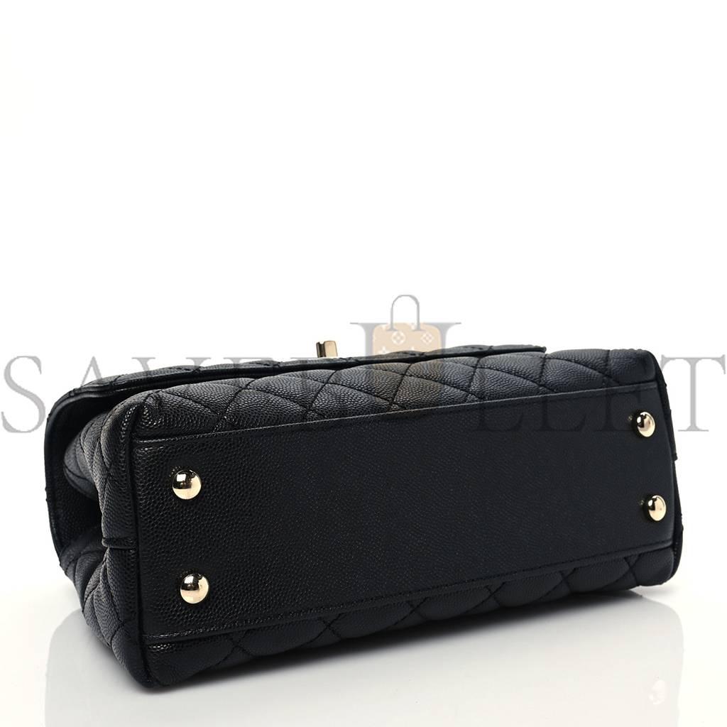 CHANEL CAVIAR QUILTED MINI COCO HANDLE FLAP BLACK GOLD HARDWARE (23*14*10cm) CHANEL CAVIAR QUILTED MINI COCO HANDLE FLAP BLACK GOLD HARDWARE (23*14*10cm)