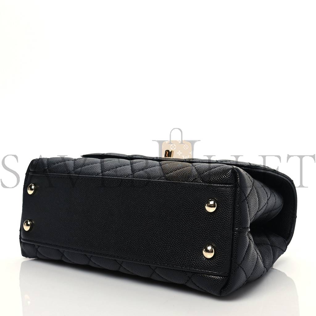 CHANEL CAVIAR QUILTED MINI COCO HANDLE FLAP BLACK GOLD HARDWARE (23*14*10cm) CHANEL CAVIAR QUILTED MINI COCO HANDLE FLAP BLACK GOLD HARDWARE (23*14*10cm)