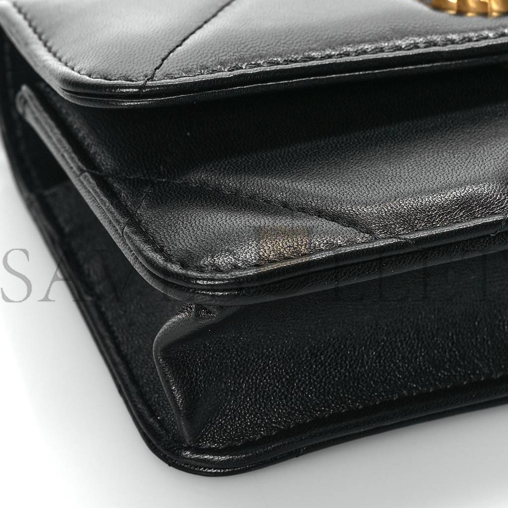 CHANEL LAMBSKIN QUILTED CHANEL 19 FLAP PHONE HOLDER WITH CHAIN BLACK GOLD HARDWARE (17*10*4cm) CHANEL LAMBSKIN QUILTED CHANEL 19 FLAP PHONE HOLDER WITH CHAIN BLACK GOLD HARDWARE (17*10*4cm)