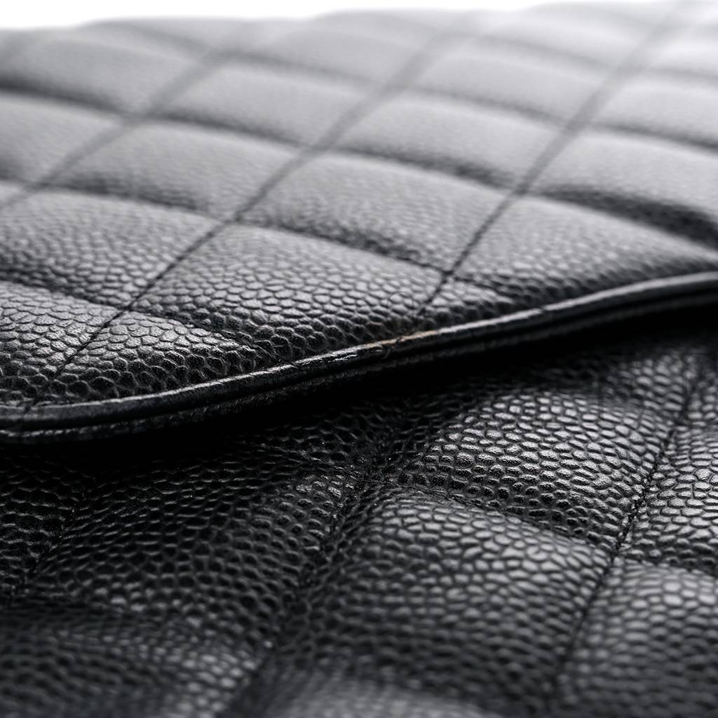 CHANEL CAVIAR QUILTED JUMBO SINGLE FLAP BLACK SILVER HARDWARE (30*20*8cm) CHANEL CAVIAR QUILTED JUMBO SINGLE FLAP BLACK SILVER HARDWARE (30*20*8cm)
