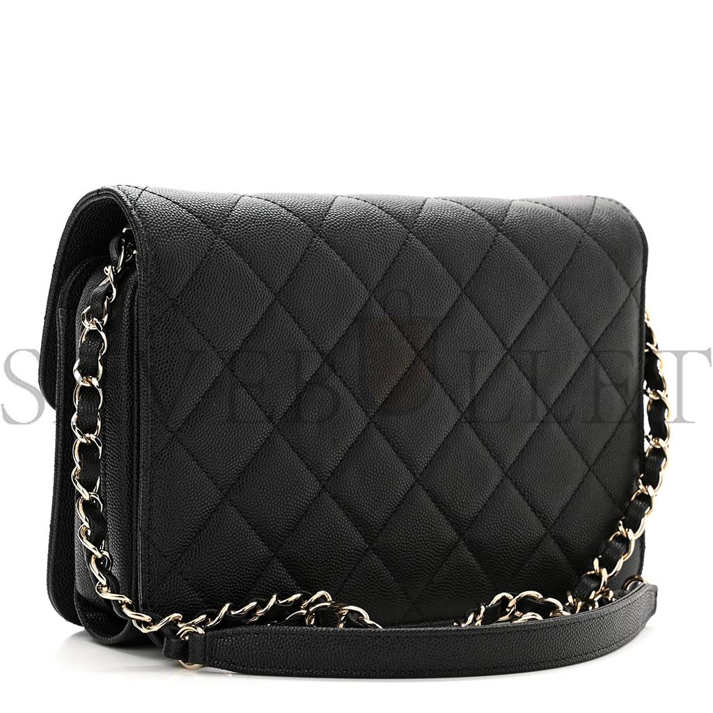 CHANEL CAVIAR QUILTED LARGE LIKE A WALLET FLAP BLACK ROSE GOLD HARDWARE (22*16*8cm) CHANEL CAVIAR QUILTED LARGE LIKE A WALLET FLAP BLACK ROSE GOLD HARDWARE (22*16*8cm)