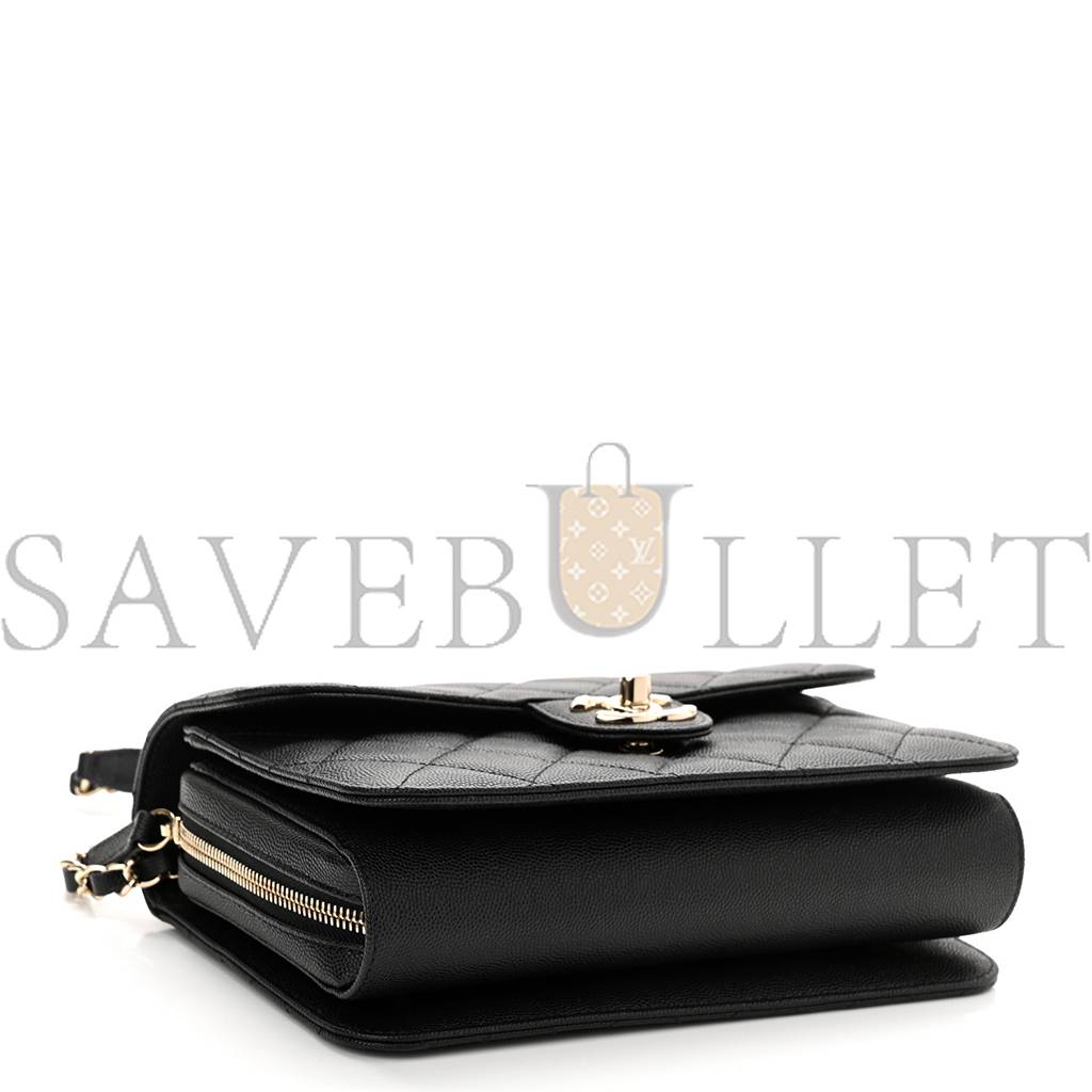 CHANEL CAVIAR QUILTED LARGE LIKE A WALLET FLAP BLACK ROSE GOLD HARDWARE (22*16*8cm) CHANEL CAVIAR QUILTED LARGE LIKE A WALLET FLAP BLACK ROSE GOLD HARDWARE (22*16*8cm)