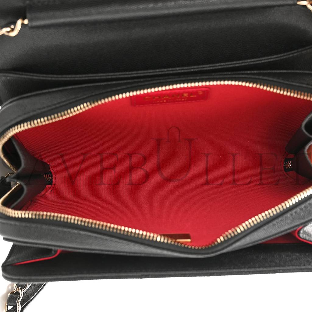 CHANEL CAVIAR QUILTED LARGE LIKE A WALLET FLAP BLACK ROSE GOLD HARDWARE (22*16*8cm) CHANEL CAVIAR QUILTED LARGE LIKE A WALLET FLAP BLACK ROSE GOLD HARDWARE (22*16*8cm)