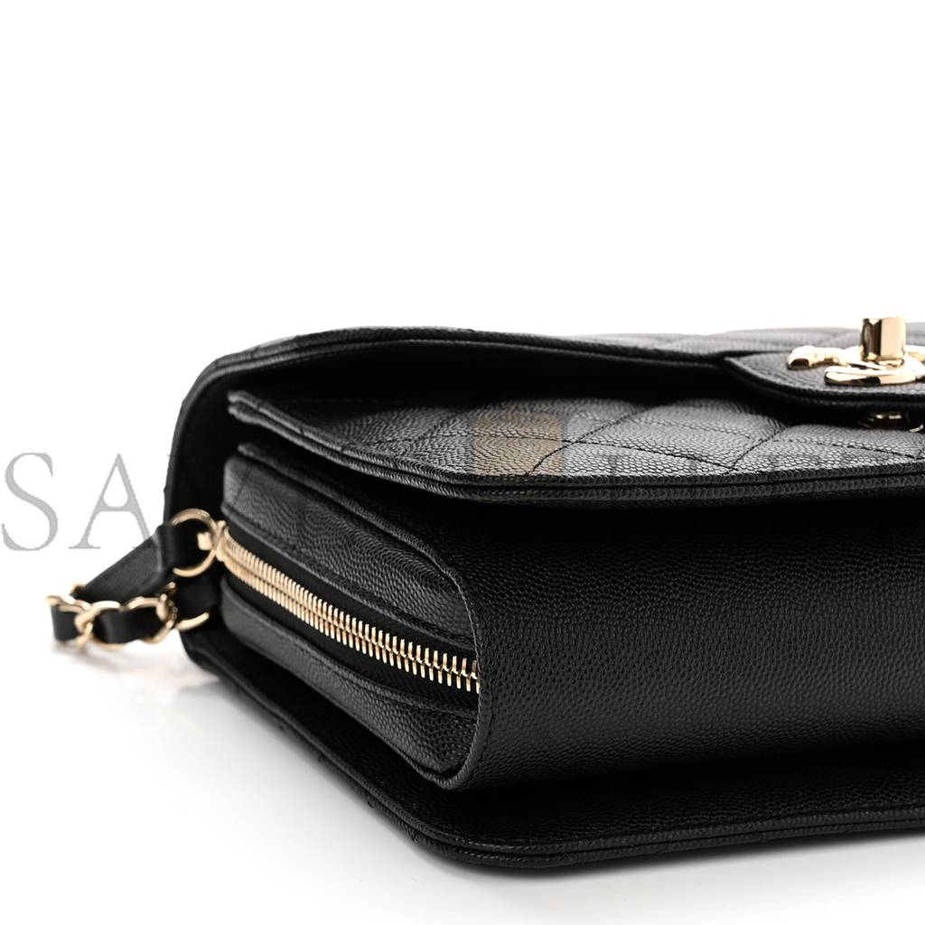 CHANEL CAVIAR QUILTED LARGE LIKE A WALLET FLAP BLACK ROSE GOLD HARDWARE (22*16*8cm) CHANEL CAVIAR QUILTED LARGE LIKE A WALLET FLAP BLACK ROSE GOLD HARDWARE (22*16*8cm)