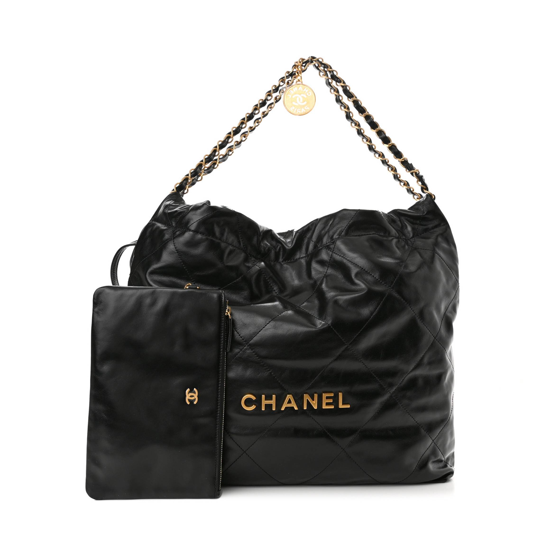 CHANEL SHINY CALFSKIN QUILTED CHANEL 22 BLACK (37*35*7cm) CHANEL SHINY CALFSKIN QUILTED CHANEL 22 BLACK (37*35*7cm)