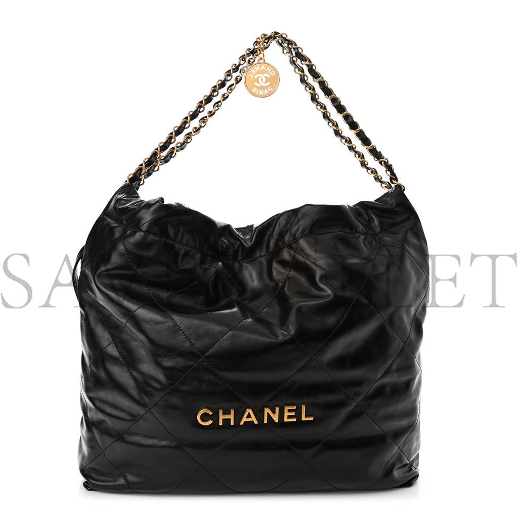 CHANEL SHINY CALFSKIN QUILTED CHANEL 22 BLACK (37*35*7cm) CHANEL SHINY CALFSKIN QUILTED CHANEL 22 BLACK (37*35*7cm)