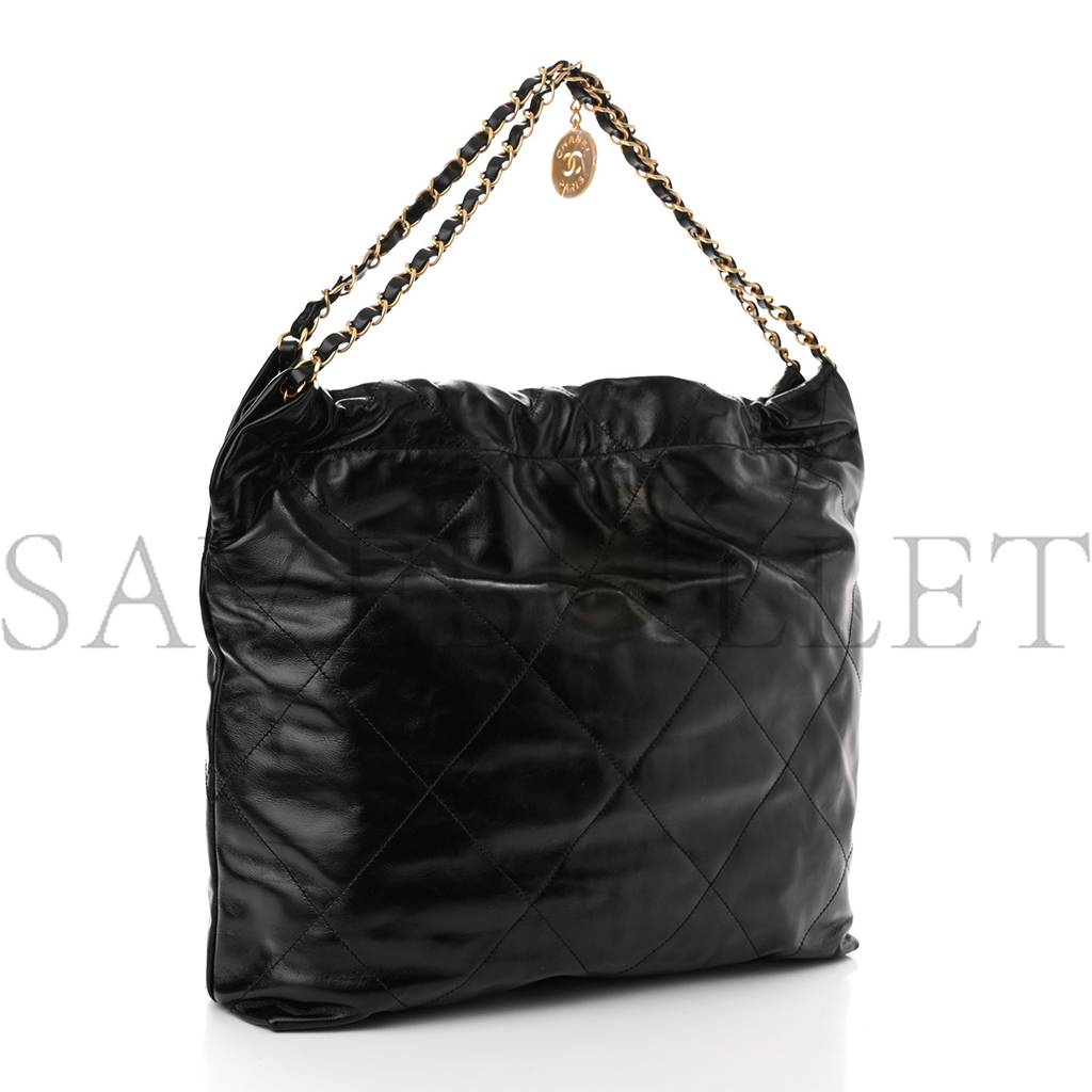 CHANEL SHINY CALFSKIN QUILTED CHANEL 22 BLACK (37*35*7cm) CHANEL SHINY CALFSKIN QUILTED CHANEL 22 BLACK (37*35*7cm)