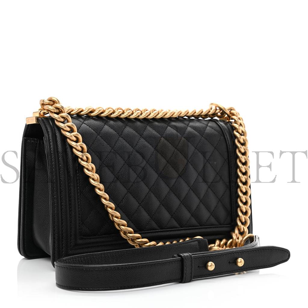 CHANEL CAVIAR QUILTED MEDIUM BOY FLAP BLACK ROSE GOLD HARDWARE (25*15*9cm) CHANEL CAVIAR QUILTED MEDIUM BOY FLAP BLACK ROSE GOLD HARDWARE (25*15*9cm)