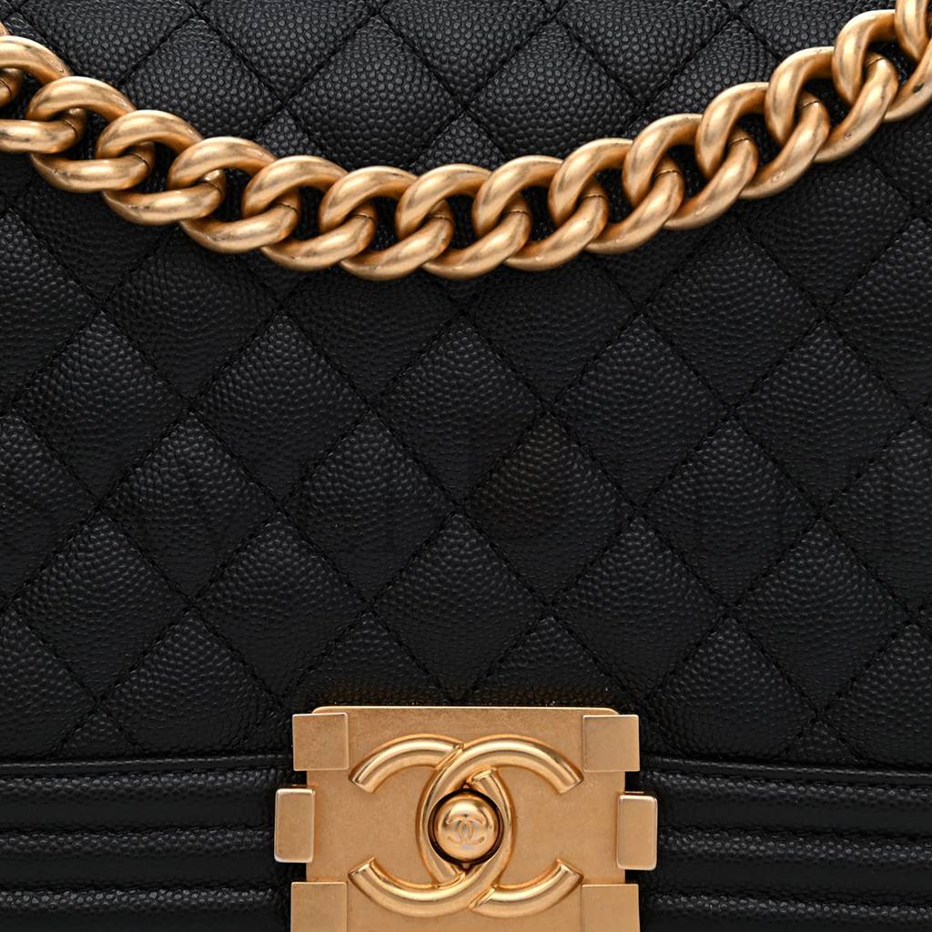 CHANEL CAVIAR QUILTED MEDIUM BOY FLAP BLACK ROSE GOLD HARDWARE (25*15*9cm) CHANEL CAVIAR QUILTED MEDIUM BOY FLAP BLACK ROSE GOLD HARDWARE (25*15*9cm)