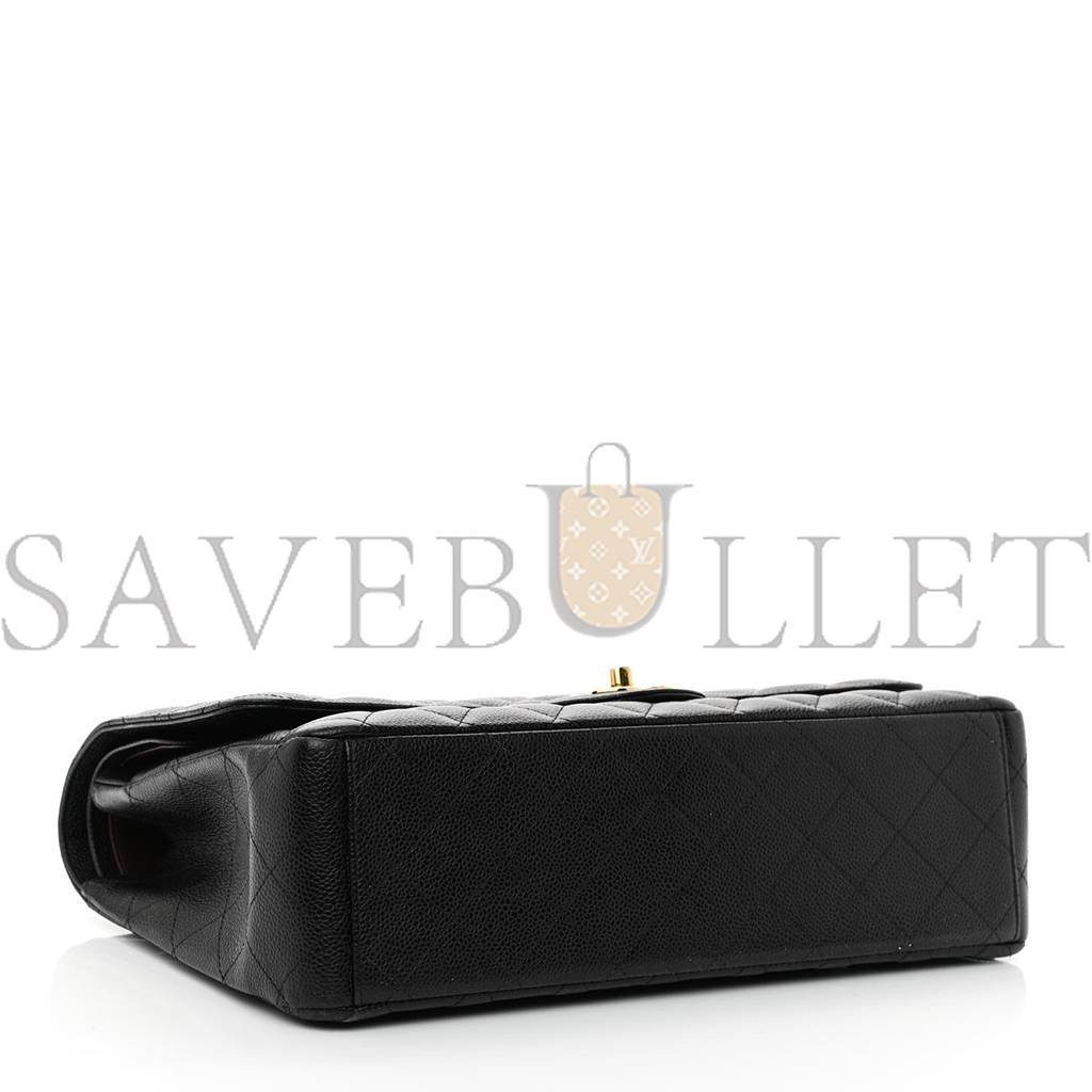 CHANEL CAVIAR QUILTED MAXI DOUBLE FLAP BLACK GOLD HARDWARE (33*22*10cm) CHANEL CAVIAR QUILTED MAXI DOUBLE FLAP BLACK GOLD HARDWARE (33*22*10cm)
