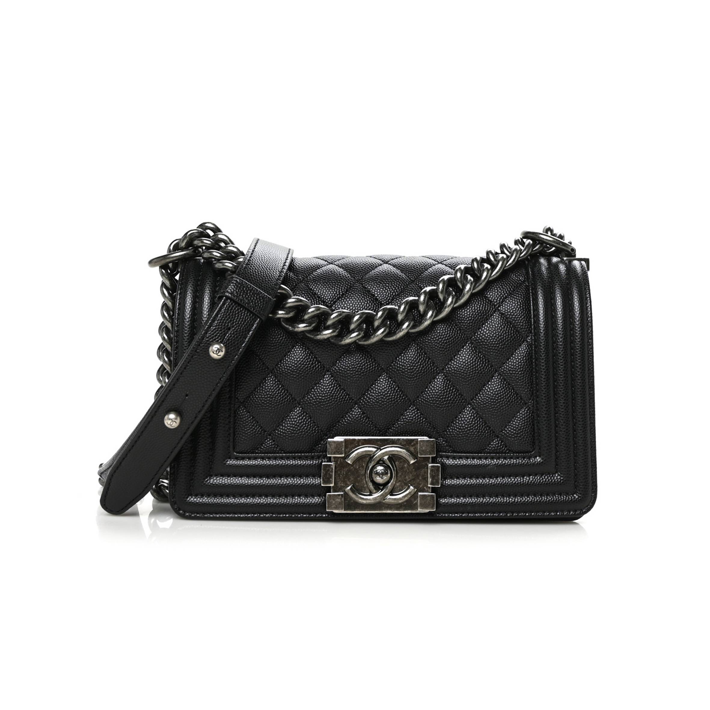 CHANEL CAVIAR QUILTED SMALL BOY FLAP BLACK SILVER HARDWARE (19.7*12.1*7.6cm) CHANEL CAVIAR QUILTED SMALL BOY FLAP BLACK SILVER HARDWARE (19.7*12.1*7.6cm)