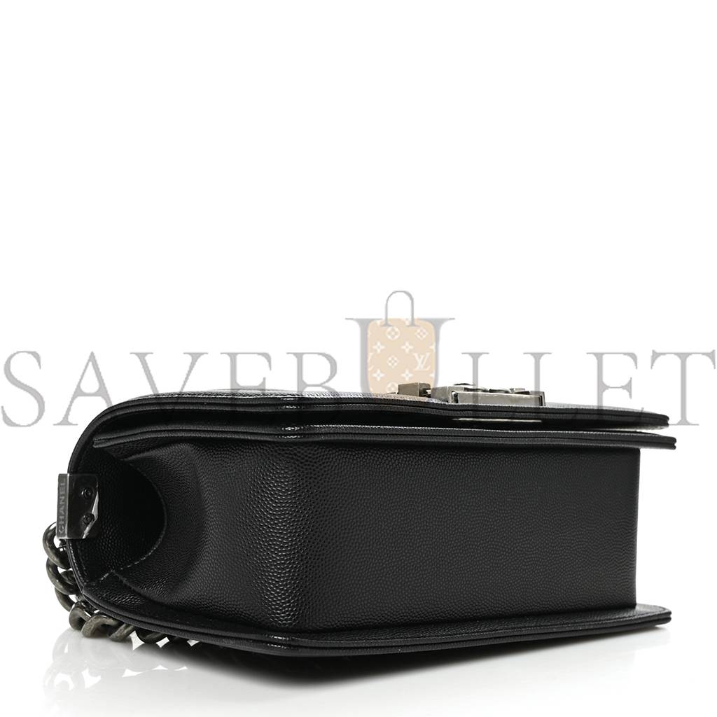 CHANEL CAVIAR QUILTED SMALL BOY FLAP BLACK SILVER HARDWARE (19.7*12.1*7.6cm) CHANEL CAVIAR QUILTED SMALL BOY FLAP BLACK SILVER HARDWARE (19.7*12.1*7.6cm)