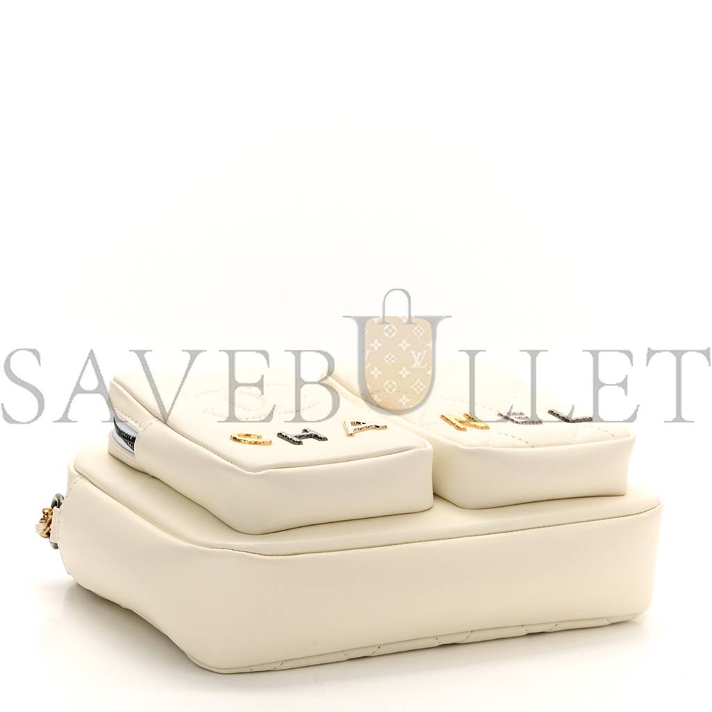 CHANEL CALFSKIN QUILTED SMALL CAMERA CASE WHITE GOLD HARDWARE (21*15*4cm) CHANEL CALFSKIN QUILTED SMALL CAMERA CASE WHITE GOLD HARDWARE (21*15*4cm)