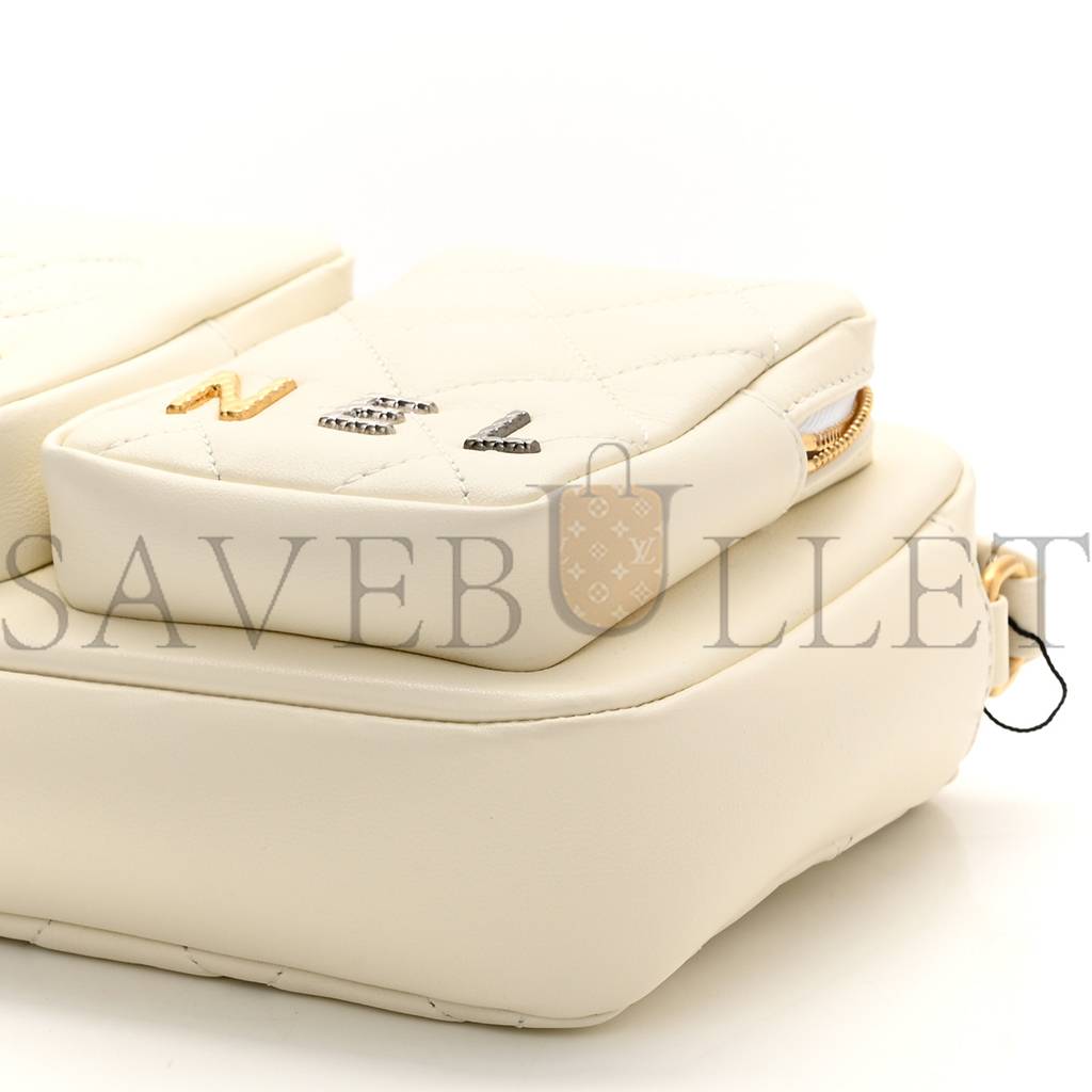CHANEL CALFSKIN QUILTED SMALL CAMERA CASE WHITE GOLD HARDWARE (21*15*4cm) CHANEL CALFSKIN QUILTED SMALL CAMERA CASE WHITE GOLD HARDWARE (21*15*4cm)