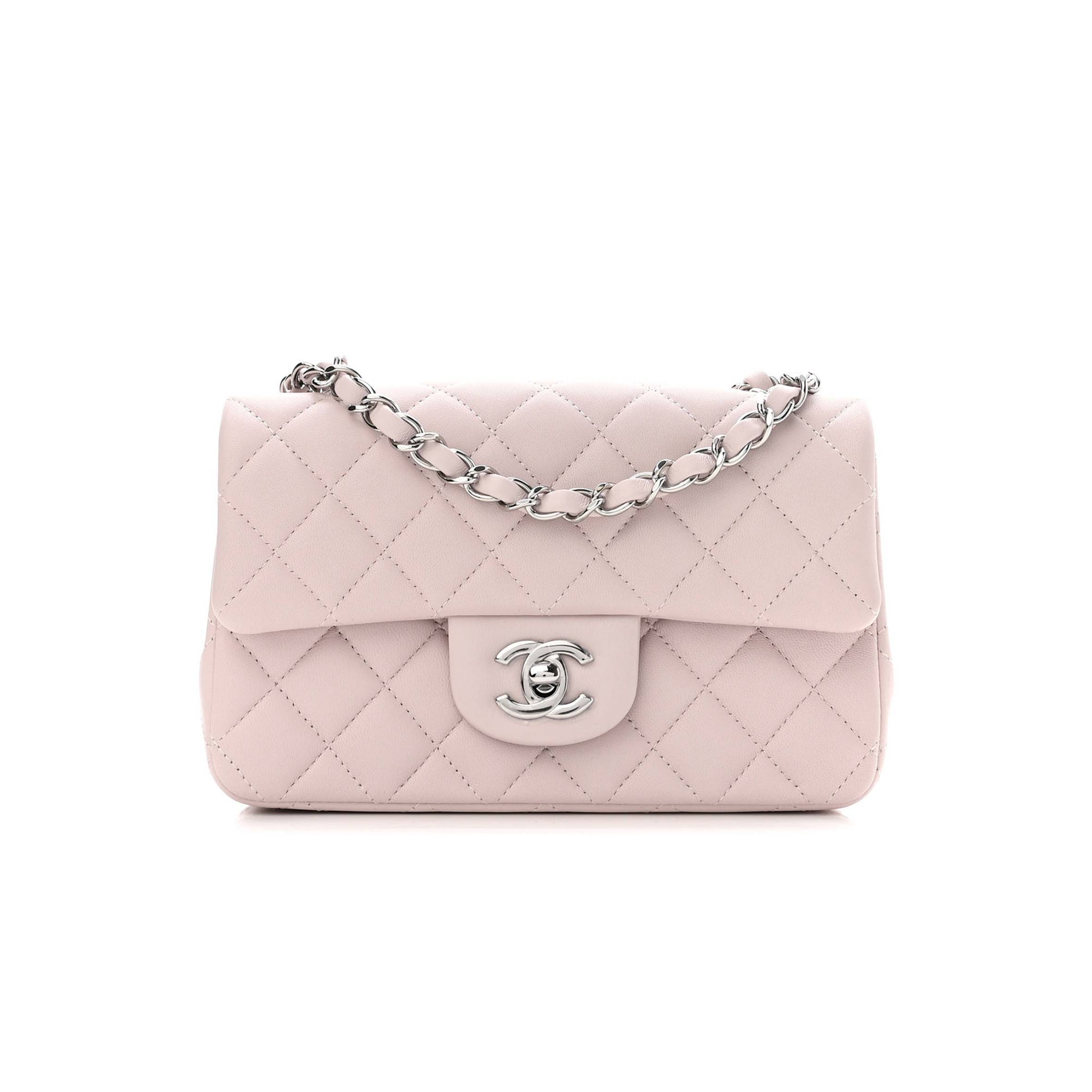 CHANEL LAMBSKIN QUILTED MINI RECTANGULAR FLAP LIGHT PURPLE SILVER HARDWARE (20*13*6cm) CHANEL LAMBSKIN QUILTED MINI RECTANGULAR FLAP LIGHT PURPLE SILVER HARDWARE (20*13*6cm)