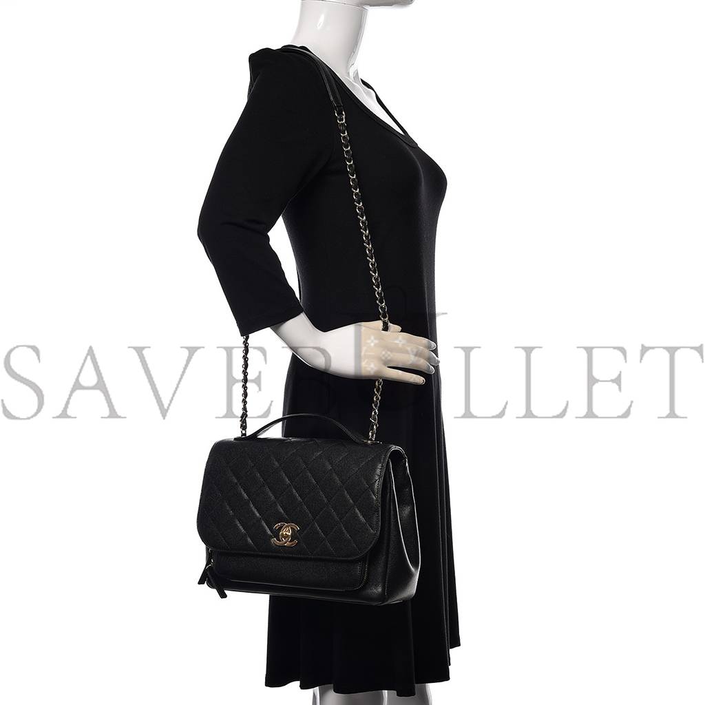 CHANEL CAVIAR QUILTED LARGE BUSINESS AFFINITY FLAP BLACK ROSE GOLD HARDWARE (27*19*9cm) CHANEL CAVIAR QUILTED LARGE BUSINESS AFFINITY FLAP BLACK ROSE GOLD HARDWARE (27*19*9cm)