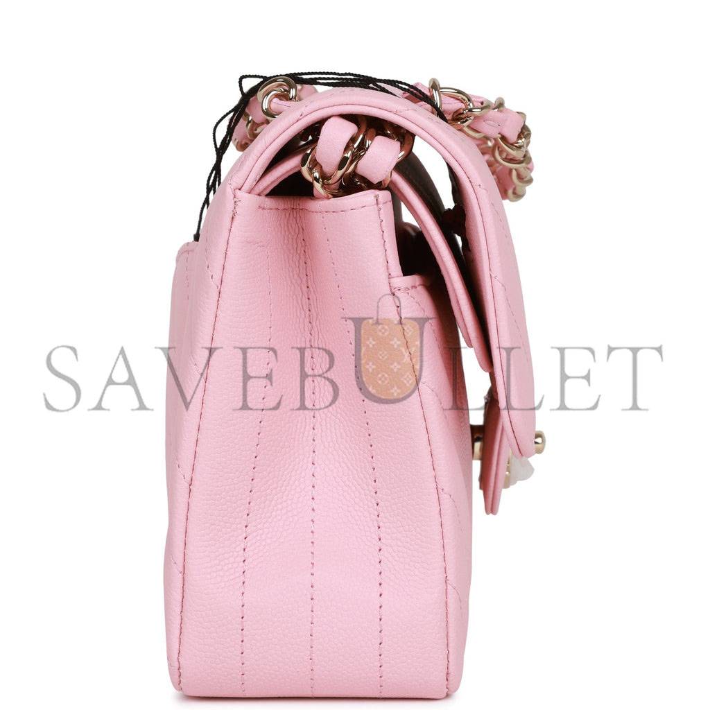 CHANEL SMALL CHEVRON CLASSIC DOUBLE FLAP PINK CALFSKIN LIGHT GOLD HARDWARE (23*13*6cm) CHANEL SMALL CHEVRON CLASSIC DOUBLE FLAP PINK CALFSKIN LIGHT GOLD HARDWARE (23*13*6cm)
