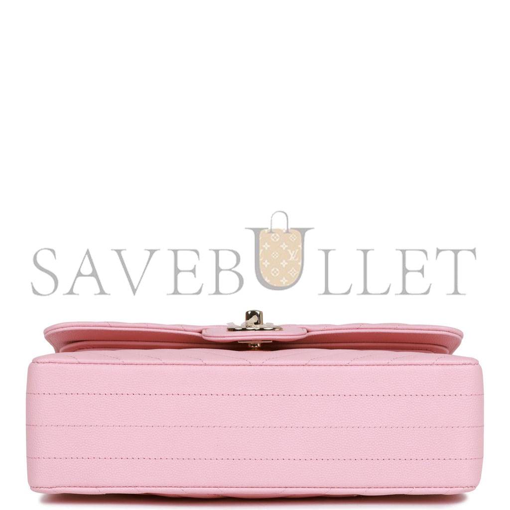 CHANEL SMALL CHEVRON CLASSIC DOUBLE FLAP PINK CALFSKIN LIGHT GOLD HARDWARE (23*13*6cm) CHANEL SMALL CHEVRON CLASSIC DOUBLE FLAP PINK CALFSKIN LIGHT GOLD HARDWARE (23*13*6cm)