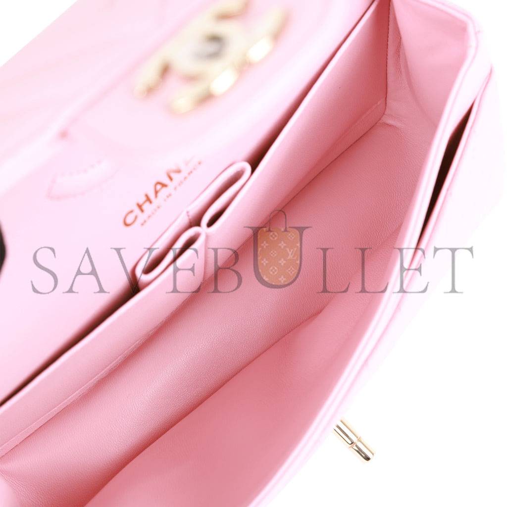 CHANEL SMALL CHEVRON CLASSIC DOUBLE FLAP PINK CALFSKIN LIGHT GOLD HARDWARE (23*13*6cm) CHANEL SMALL CHEVRON CLASSIC DOUBLE FLAP PINK CALFSKIN LIGHT GOLD HARDWARE (23*13*6cm)