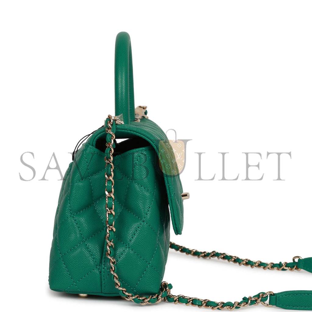 CHANEL SMALL COCO HANDLE FLAP BAG GREEN CAVIAR LIGHT GOLD HARDWARE (23*15*10cm) CHANEL SMALL COCO HANDLE FLAP BAG GREEN CAVIAR LIGHT GOLD HARDWARE (23*15*10cm)