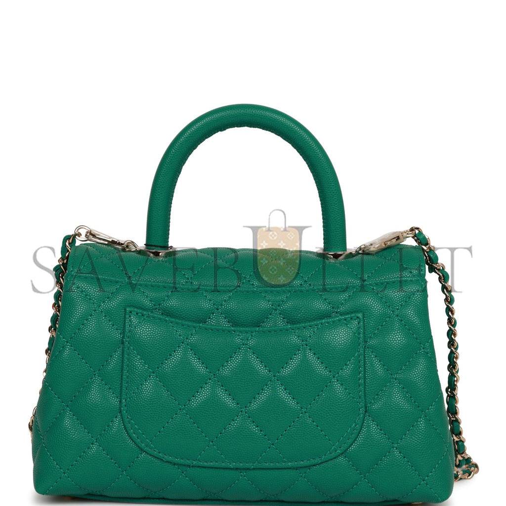 CHANEL SMALL COCO HANDLE FLAP BAG GREEN CAVIAR LIGHT GOLD HARDWARE (23*15*10cm) CHANEL SMALL COCO HANDLE FLAP BAG GREEN CAVIAR LIGHT GOLD HARDWARE (23*15*10cm)