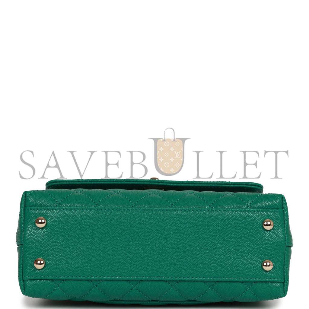 CHANEL SMALL COCO HANDLE FLAP BAG GREEN CAVIAR LIGHT GOLD HARDWARE (23*15*10cm) CHANEL SMALL COCO HANDLE FLAP BAG GREEN CAVIAR LIGHT GOLD HARDWARE (23*15*10cm)