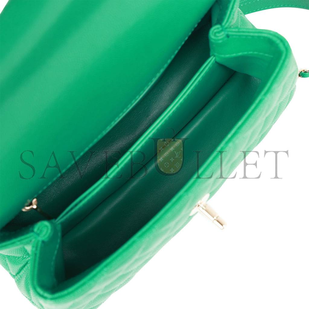 CHANEL SMALL COCO HANDLE FLAP BAG GREEN CAVIAR LIGHT GOLD HARDWARE (23*15*10cm) CHANEL SMALL COCO HANDLE FLAP BAG GREEN CAVIAR LIGHT GOLD HARDWARE (23*15*10cm)