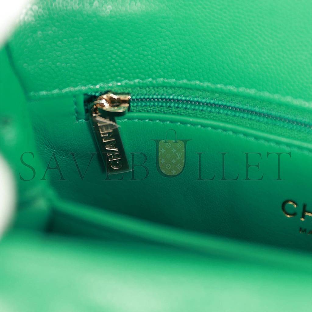 CHANEL SMALL COCO HANDLE FLAP BAG GREEN CAVIAR LIGHT GOLD HARDWARE (23*15*10cm) CHANEL SMALL COCO HANDLE FLAP BAG GREEN CAVIAR LIGHT GOLD HARDWARE (23*15*10cm)