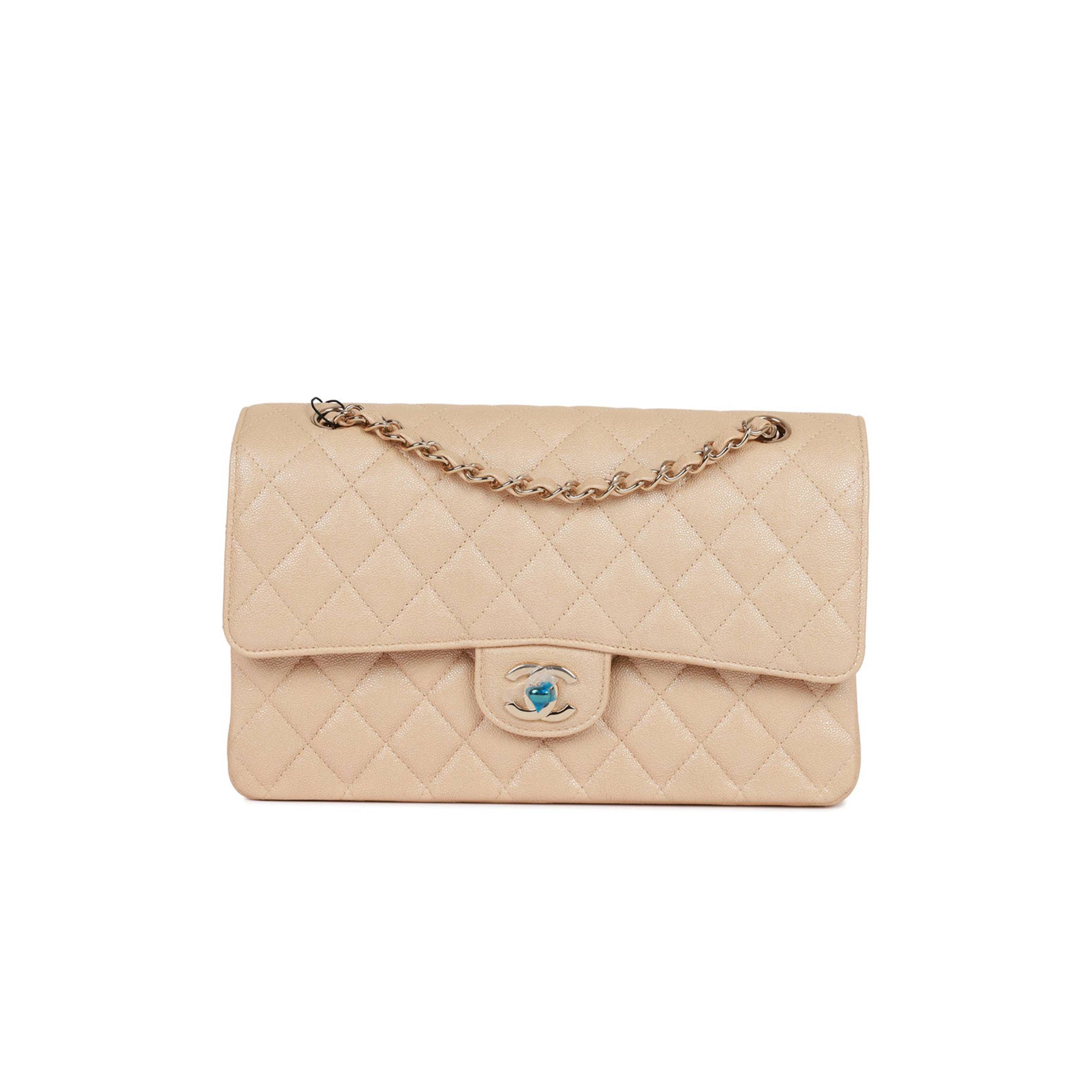CHANEL MEDIUM CLASSIC DOUBLE FLAP BAG BEIGE IRIDESCENT CAVIAR LIGHT GOLD HARDWARE (25*15*7cm) CHANEL MEDIUM CLASSIC DOUBLE FLAP BAG BEIGE IRIDESCENT CAVIAR LIGHT GOLD HARDWARE (25*15*7cm)