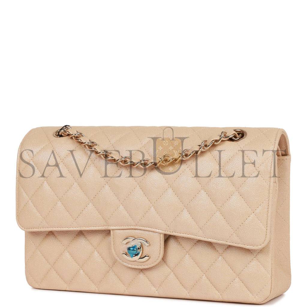 CHANEL MEDIUM CLASSIC DOUBLE FLAP BAG BEIGE IRIDESCENT CAVIAR LIGHT GOLD HARDWARE (25*15*7cm) CHANEL MEDIUM CLASSIC DOUBLE FLAP BAG BEIGE IRIDESCENT CAVIAR LIGHT GOLD HARDWARE (25*15*7cm)