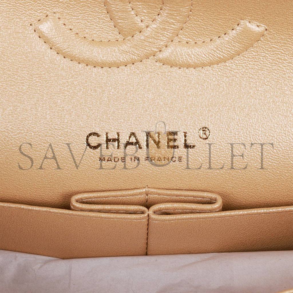 CHANEL MEDIUM CLASSIC DOUBLE FLAP BAG BEIGE IRIDESCENT CAVIAR LIGHT GOLD HARDWARE (25*15*7cm) CHANEL MEDIUM CLASSIC DOUBLE FLAP BAG BEIGE IRIDESCENT CAVIAR LIGHT GOLD HARDWARE (25*15*7cm)