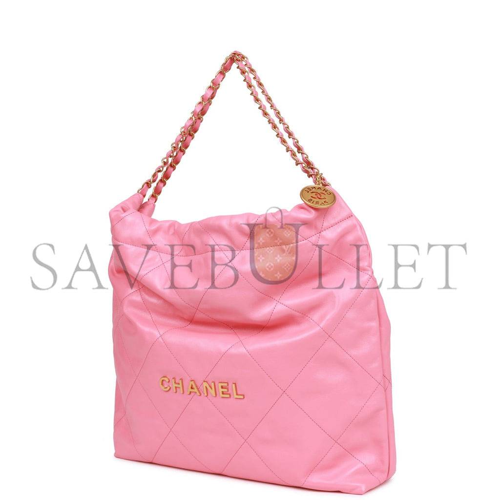 CHANEL SMALL 22 BAG PINK CALFSKIN GOLD HARDWARE (30*28*8cm) CHANEL SMALL 22 BAG PINK CALFSKIN GOLD HARDWARE (30*28*8cm)