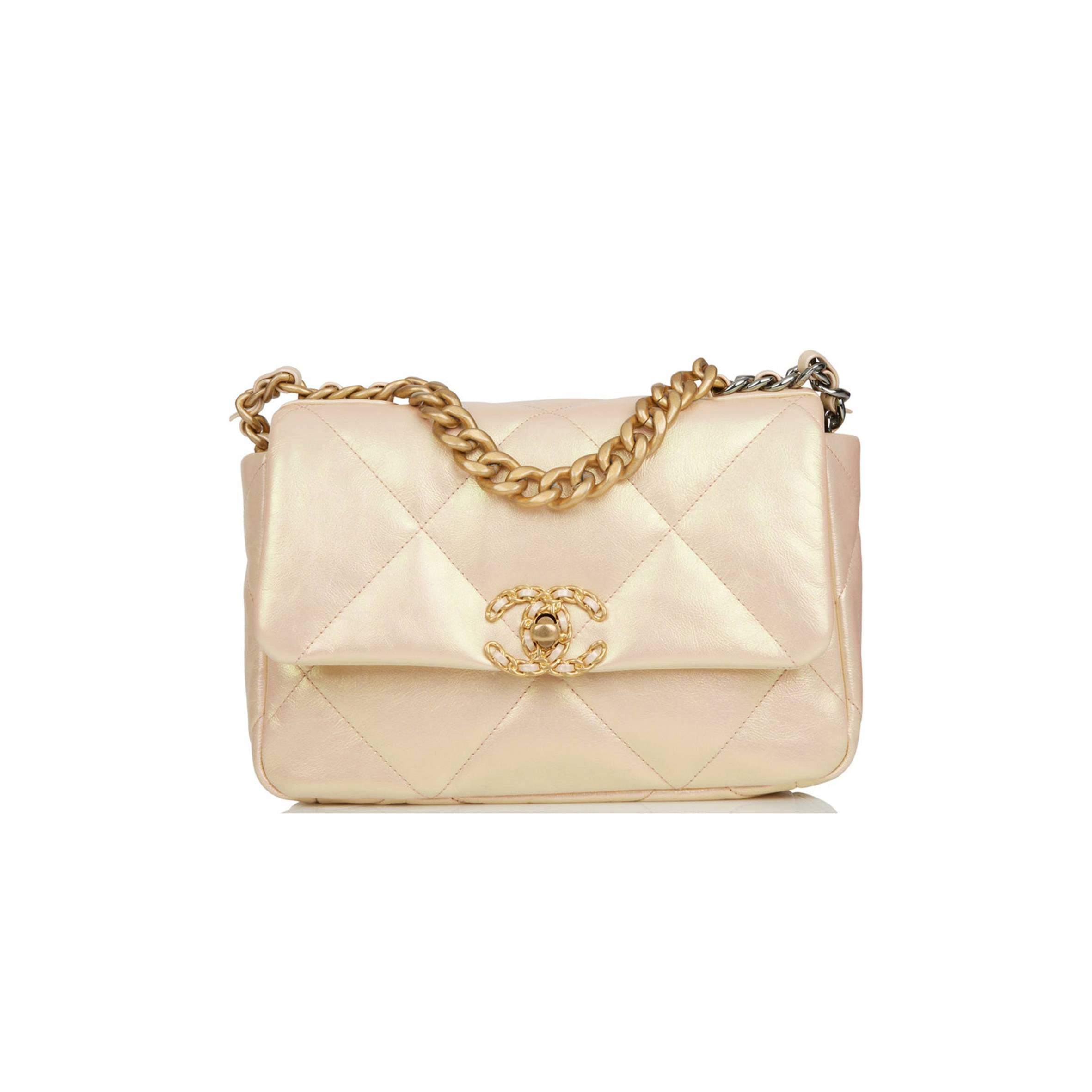 CHANEL MEDIUM 19 FLAP BAG ROSE IRIDESCENT CALFSKIN MIXED HARDWARE (25*16*9cm) CHANEL MEDIUM 19 FLAP BAG ROSE IRIDESCENT CALFSKIN MIXED HARDWARE (25*16*9cm)