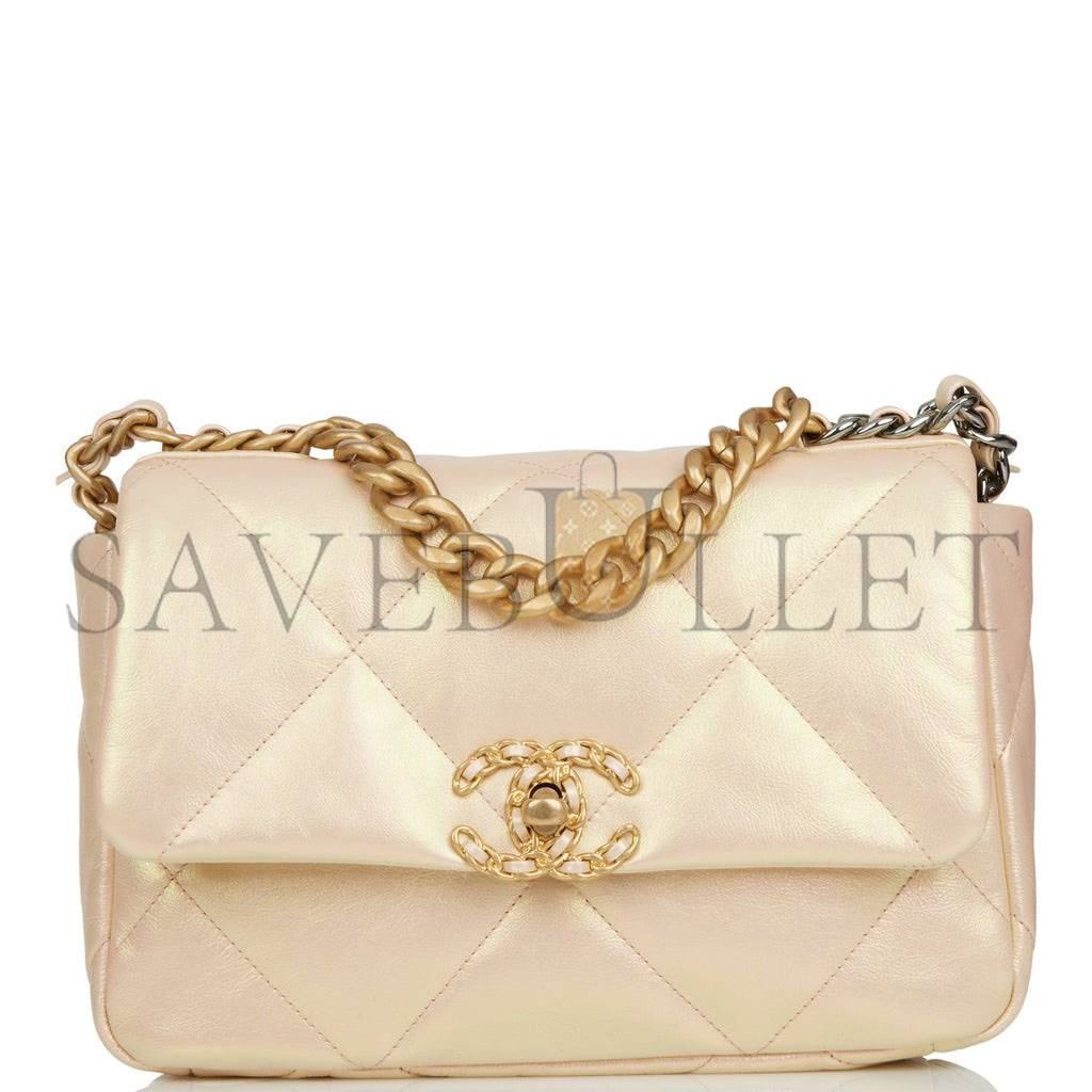 CHANEL MEDIUM 19 FLAP BAG ROSE IRIDESCENT CALFSKIN MIXED HARDWARE (25*16*9cm) CHANEL MEDIUM 19 FLAP BAG ROSE IRIDESCENT CALFSKIN MIXED HARDWARE (25*16*9cm)