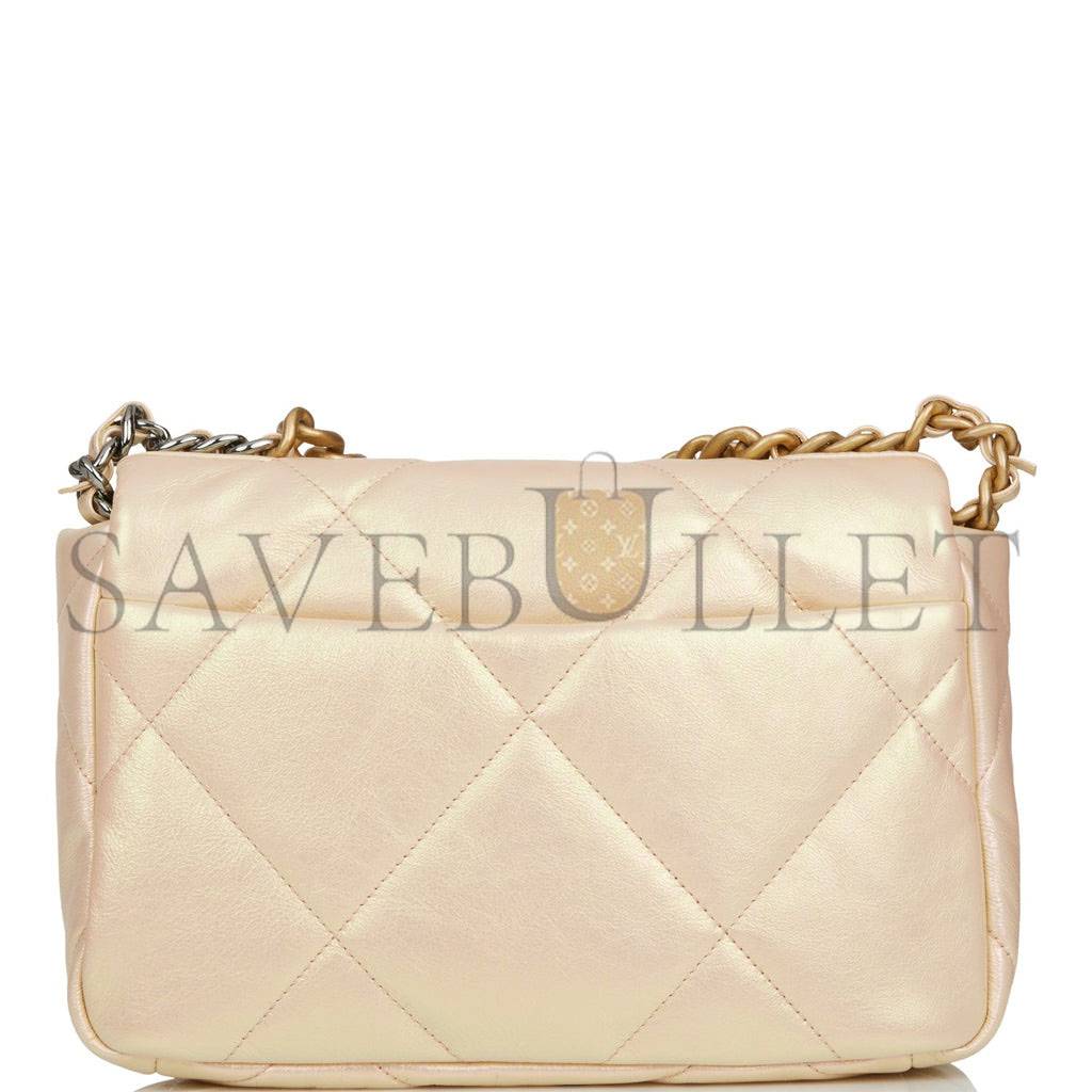 CHANEL MEDIUM 19 FLAP BAG ROSE IRIDESCENT CALFSKIN MIXED HARDWARE (25*16*9cm) CHANEL MEDIUM 19 FLAP BAG ROSE IRIDESCENT CALFSKIN MIXED HARDWARE (25*16*9cm)