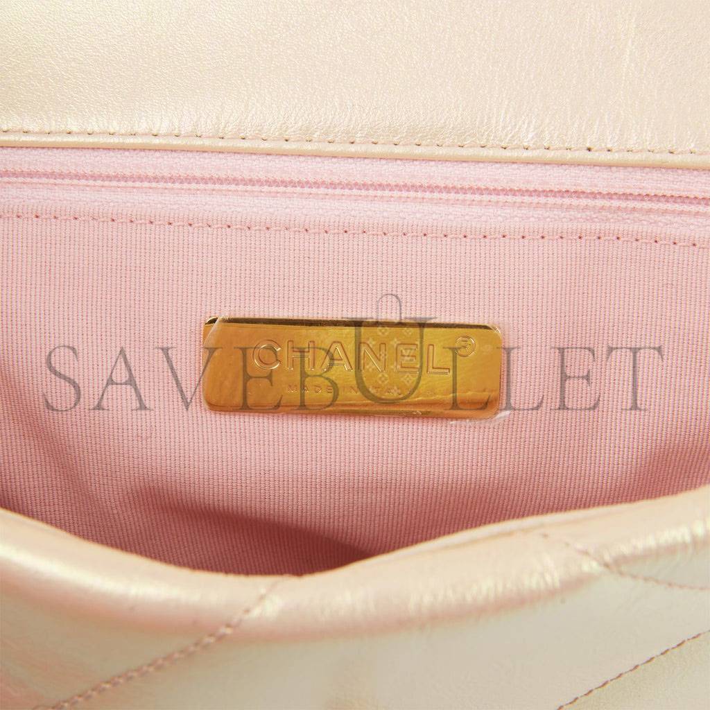 CHANEL MEDIUM 19 FLAP BAG ROSE IRIDESCENT CALFSKIN MIXED HARDWARE (25*16*9cm) CHANEL MEDIUM 19 FLAP BAG ROSE IRIDESCENT CALFSKIN MIXED HARDWARE (25*16*9cm)