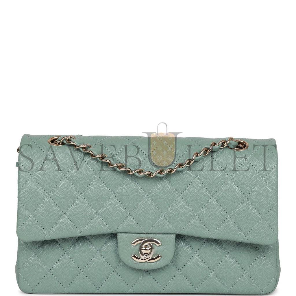 CHANEL MEDIUM CLASSIC DOUBLE FLAP BAG GREEN CAVIAR LIGHT GOLD HARDWARE (25*15*7cm) CHANEL MEDIUM CLASSIC DOUBLE FLAP BAG GREEN CAVIAR LIGHT GOLD HARDWARE (25*15*7cm)